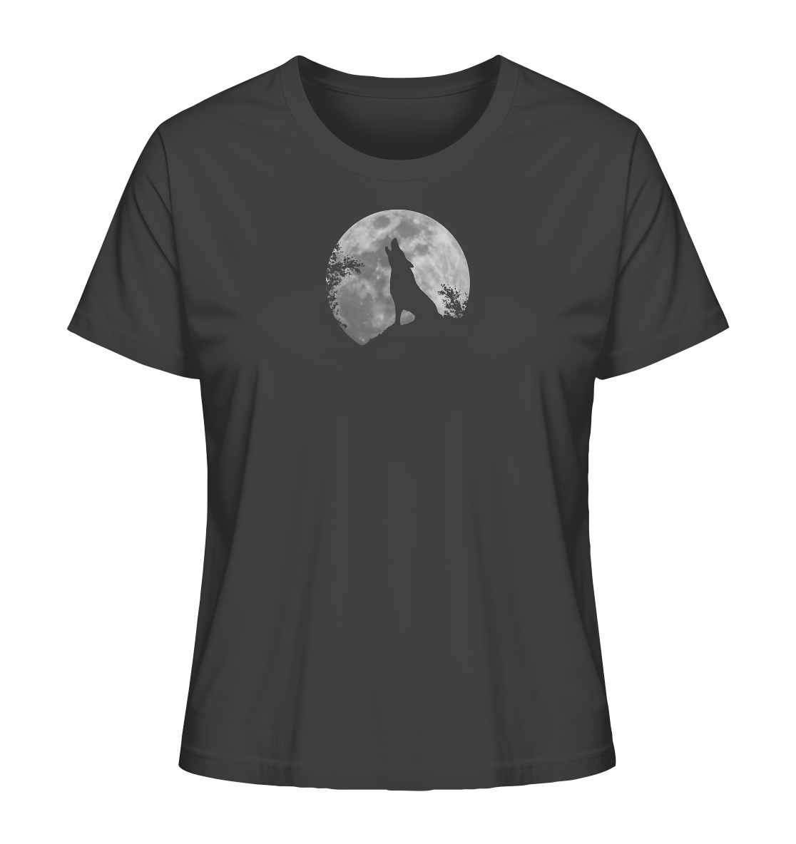 Heulender Wolf Silhouette vor Vollmond - Ladies Organic Shirt