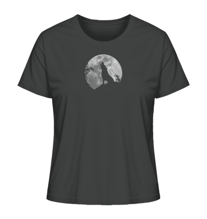 Heulender Wolf Silhouette vor Vollmond - Ladies Organic Shirt