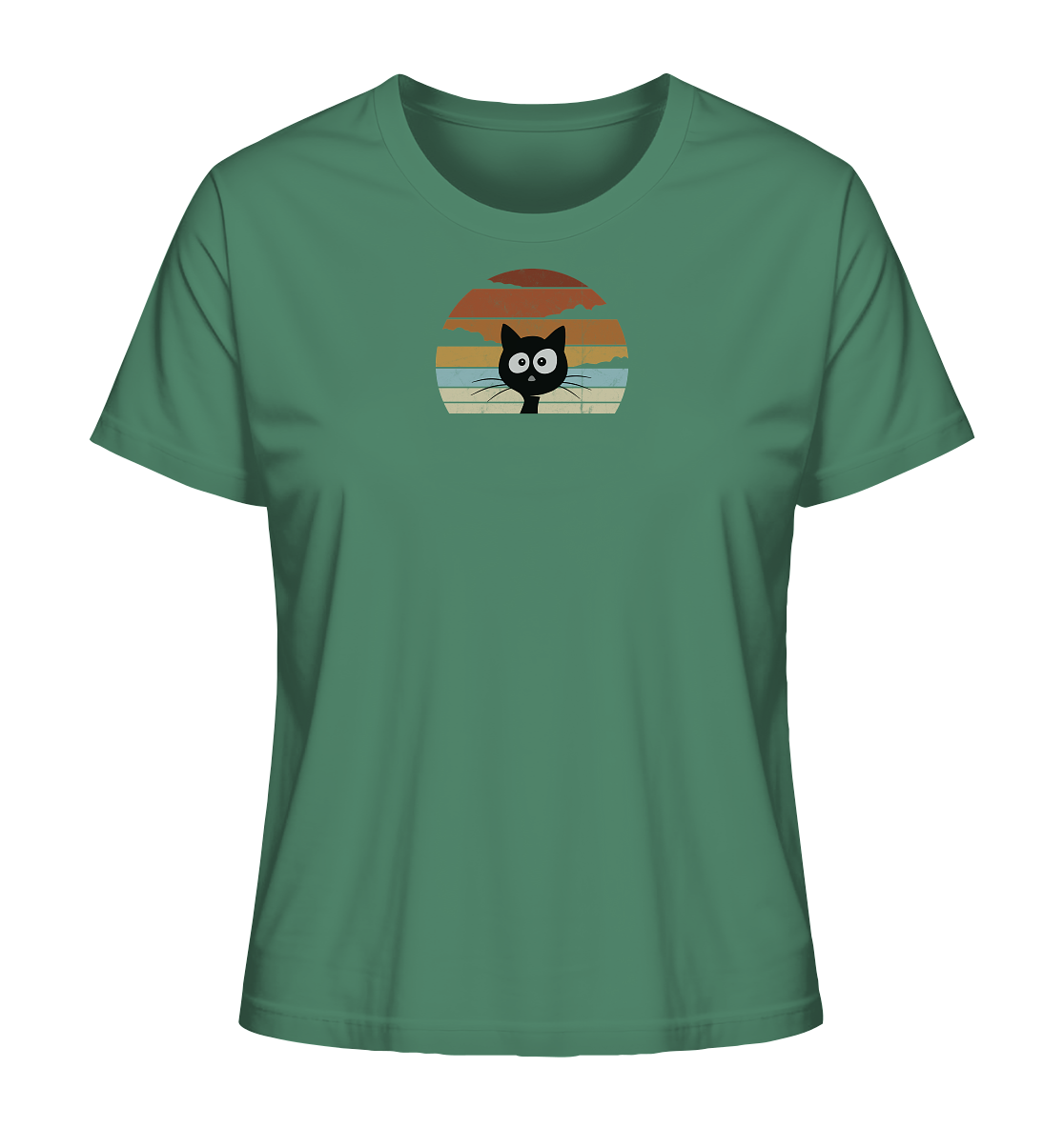 Retro schwarze Katze vor Sonnenuntergang - Ladies Organic Shirt