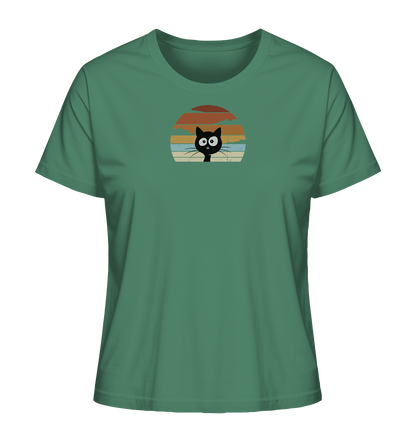 Retro schwarze Katze vor Sonnenuntergang - Ladies Organic Shirt