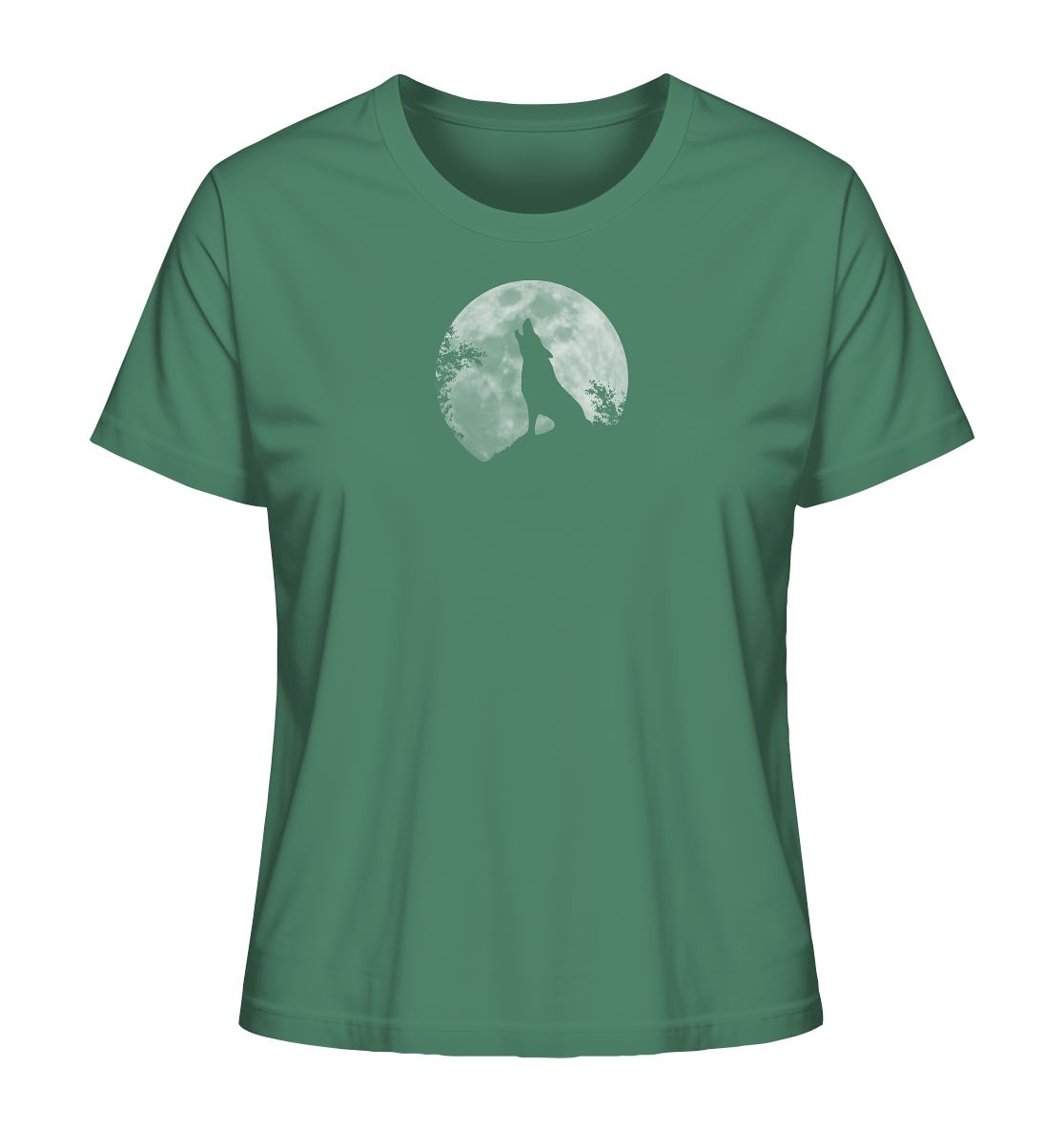 Heulender Wolf Silhouette vor Vollmond - Ladies Organic Shirt