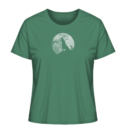 Heulender Wolf Silhouette vor Vollmond - Ladies Organic Shirt