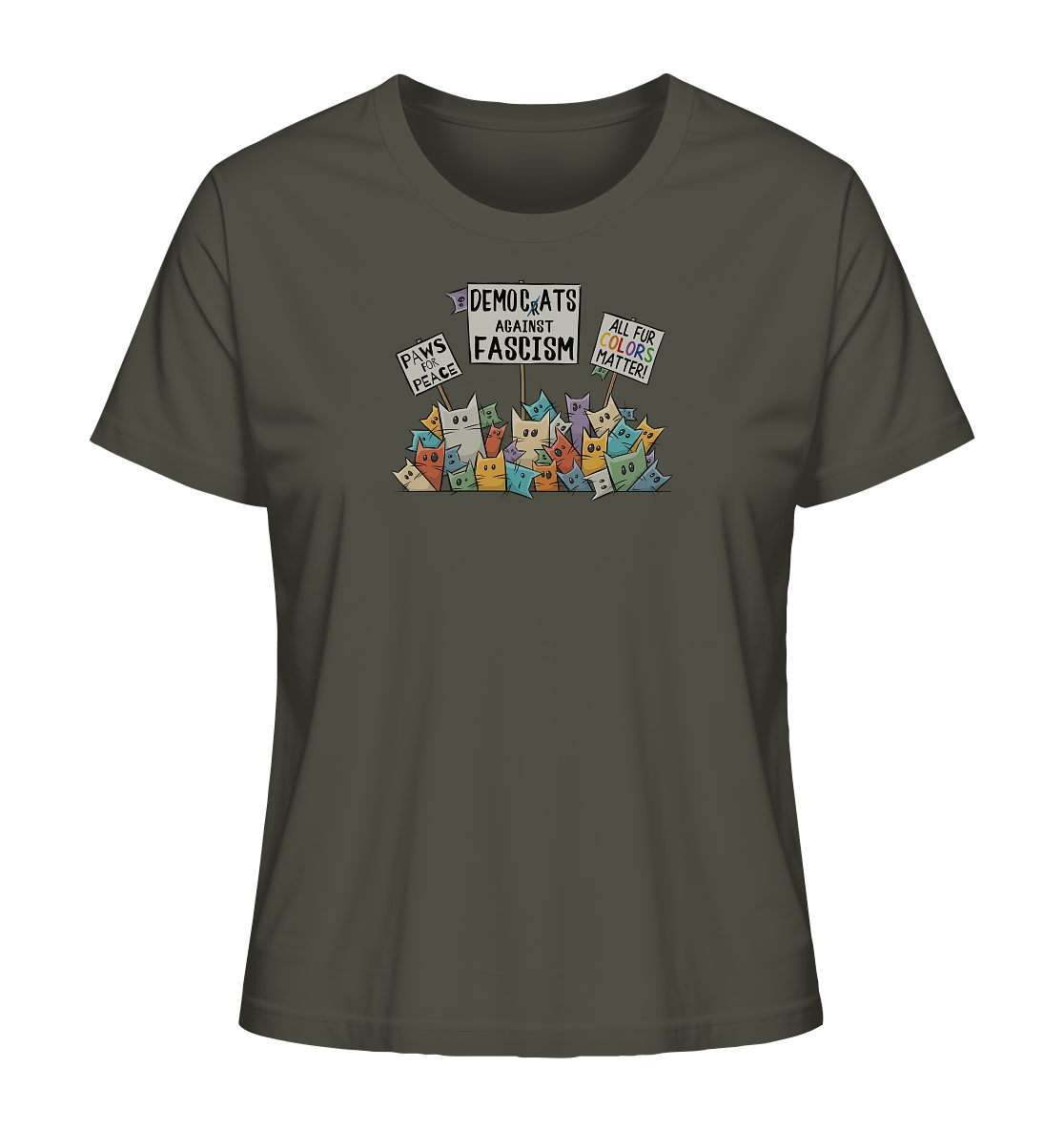 Demo-Katzen gegen Faschismus und für Vielfalt - Ladies Organic Shirt