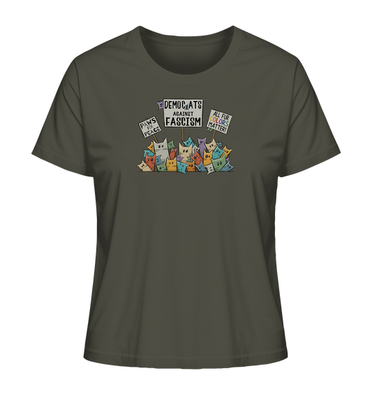 Demo-Katzen gegen Faschismus und für Vielfalt - Ladies Organic Shirt