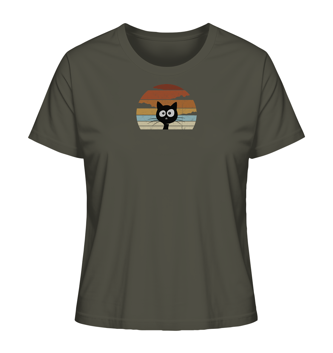 Retro schwarze Katze vor Sonnenuntergang - Ladies Organic Shirt