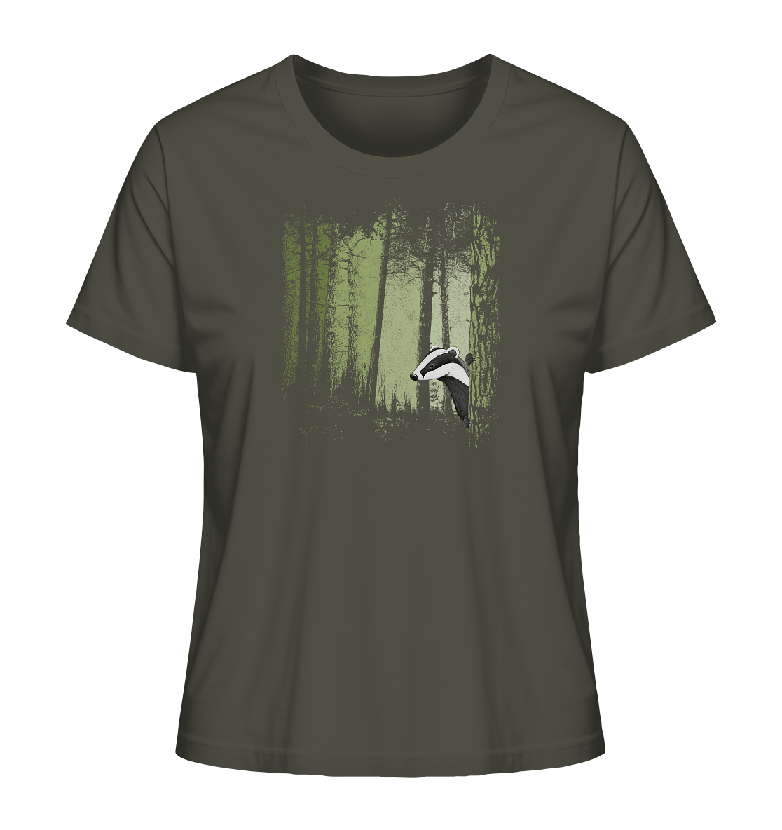 frecher Dachs im Zwielicht Wald - Ladies Organic Shirt