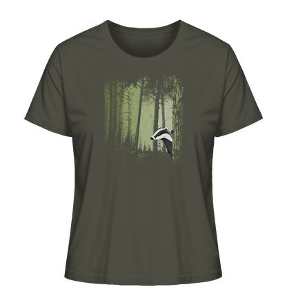 frecher Dachs im Zwielicht Wald - Ladies Organic Shirt
