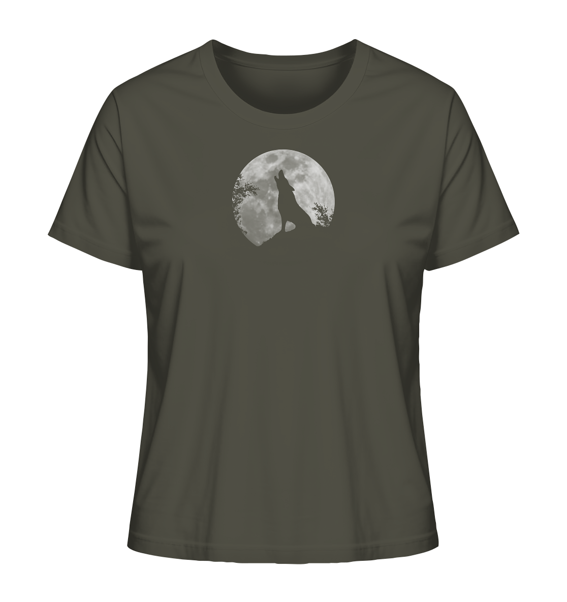Heulender Wolf Silhouette vor Vollmond - Ladies Organic Shirt
