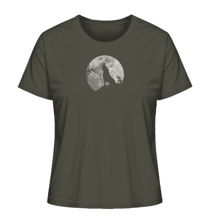 Heulender Wolf Silhouette vor Vollmond - Ladies Organic Shirt