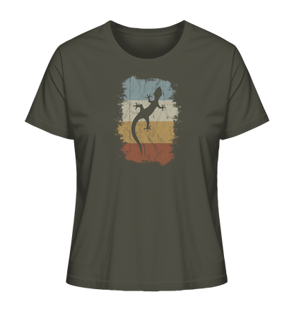 Retro Gecko Salamander Silhouette - Ladies Organic Shirt
