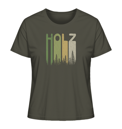 Holz Retro Wald Schriftzug - Ladies Organic Shirt