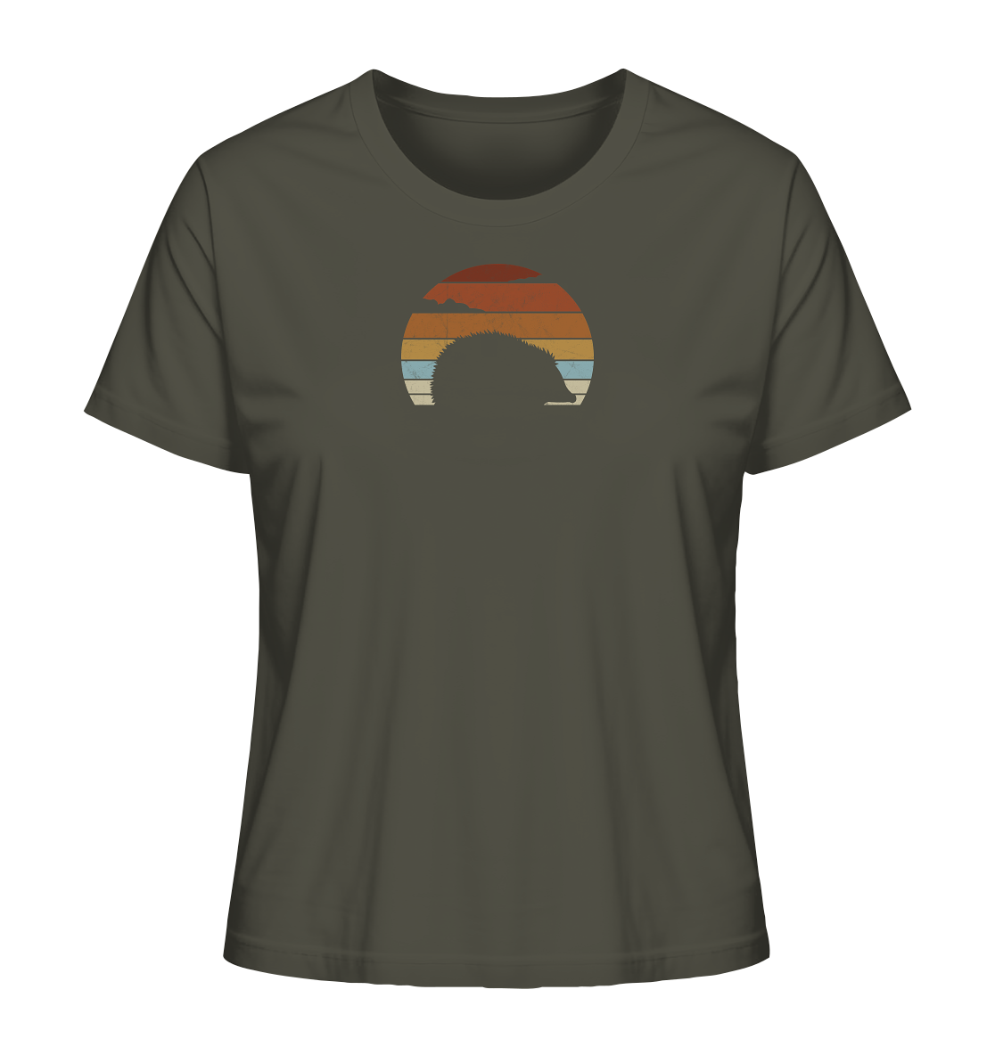 Retro Igel Silhouette im Sonnenuntergang - Ladies Organic Shirt