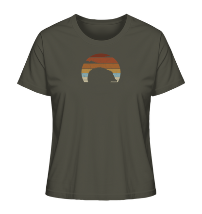 Retro Igel Silhouette im Sonnenuntergang - Ladies Organic Shirt