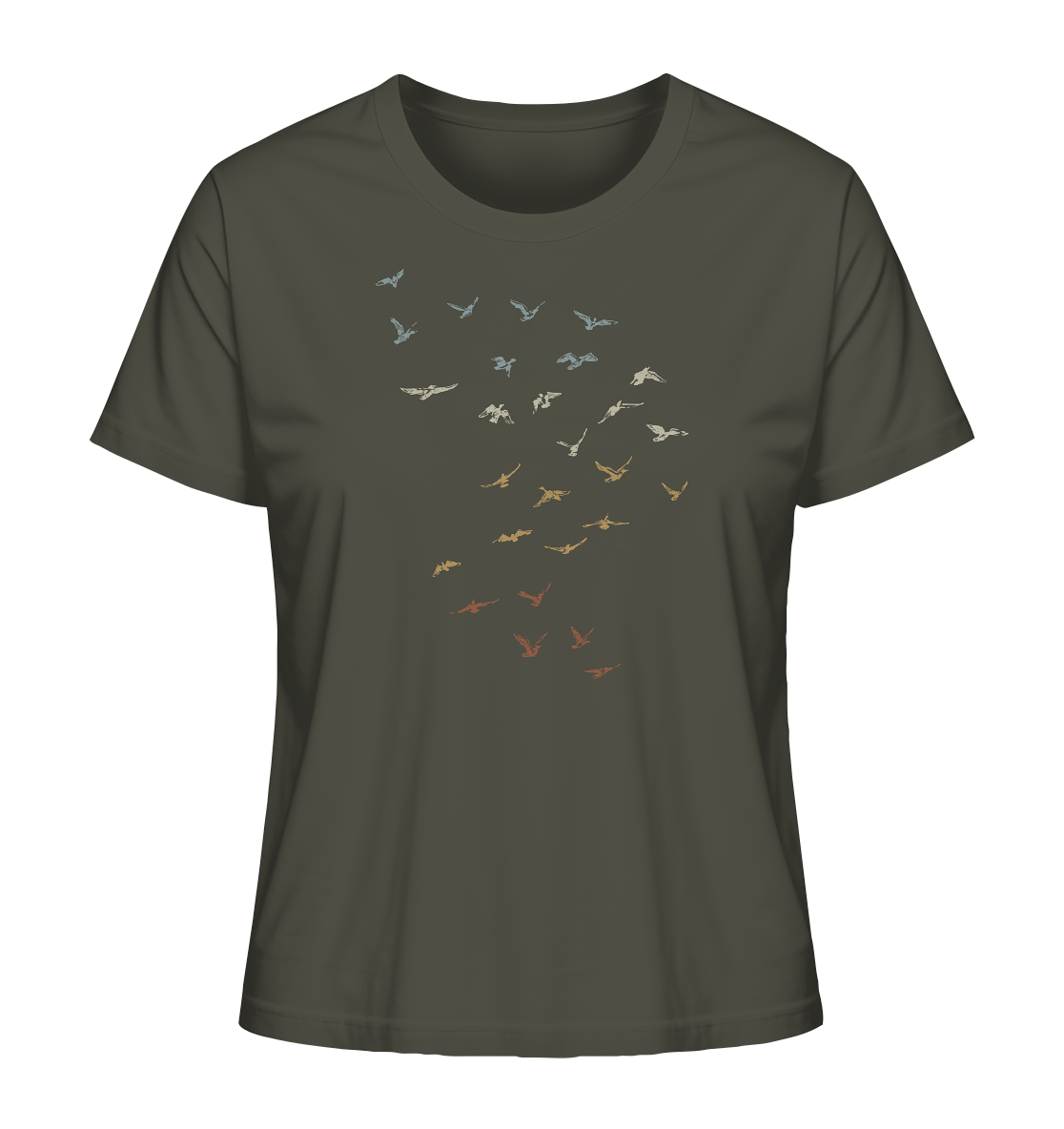 Retro Vogel Schwarm - Ladies Organic Shirt
