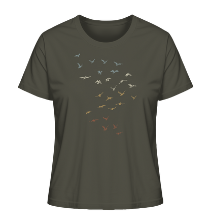 Retro Vogel Schwarm - Ladies Organic Shirt