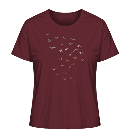 Retro Vogel Schwarm - Ladies Organic Shirt