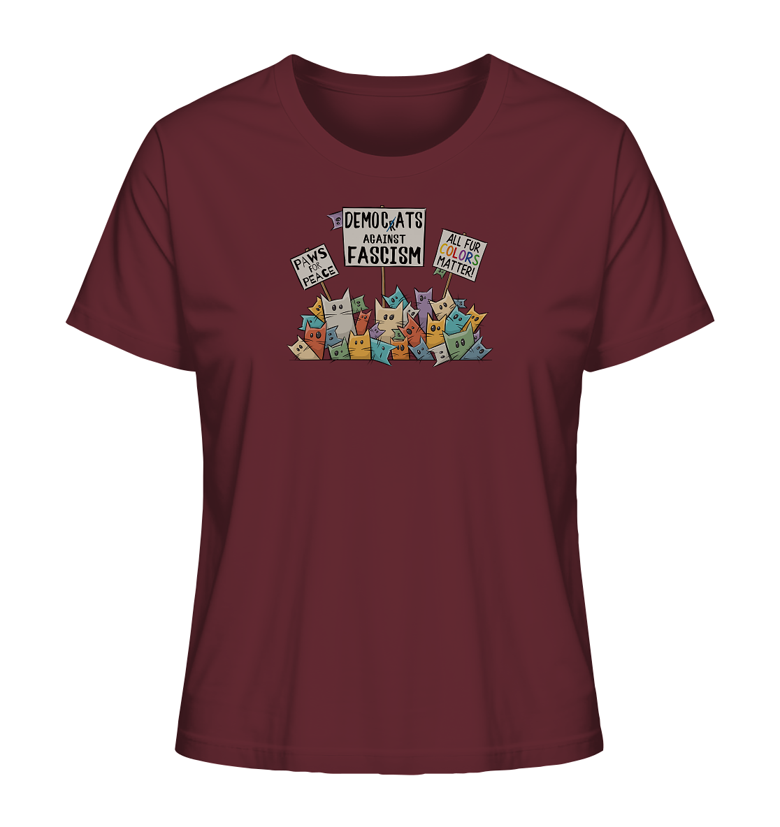 Demo-Katzen gegen Faschismus und für Vielfalt - Ladies Organic Shirt