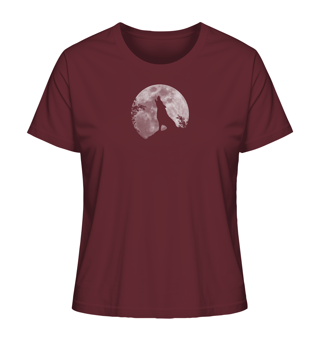Heulender Wolf Silhouette vor Vollmond - Ladies Organic Shirt