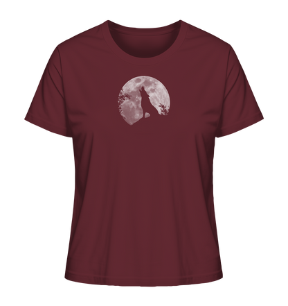 Heulender Wolf Silhouette vor Vollmond - Ladies Organic Shirt
