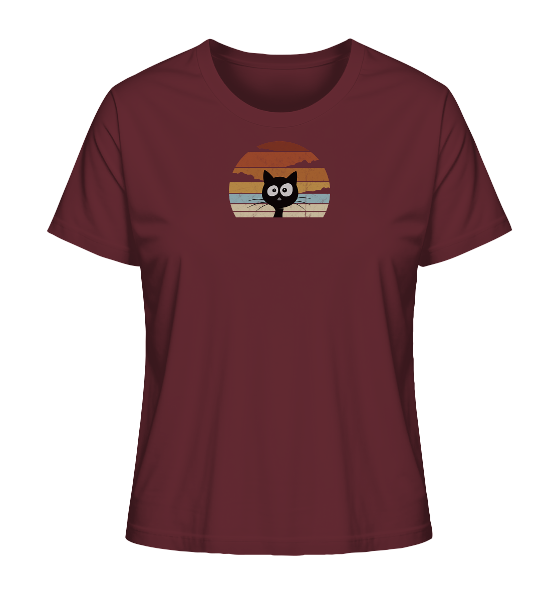 Retro schwarze Katze vor Sonnenuntergang - Ladies Organic Shirt