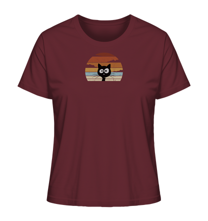 Retro schwarze Katze vor Sonnenuntergang - Ladies Organic Shirt