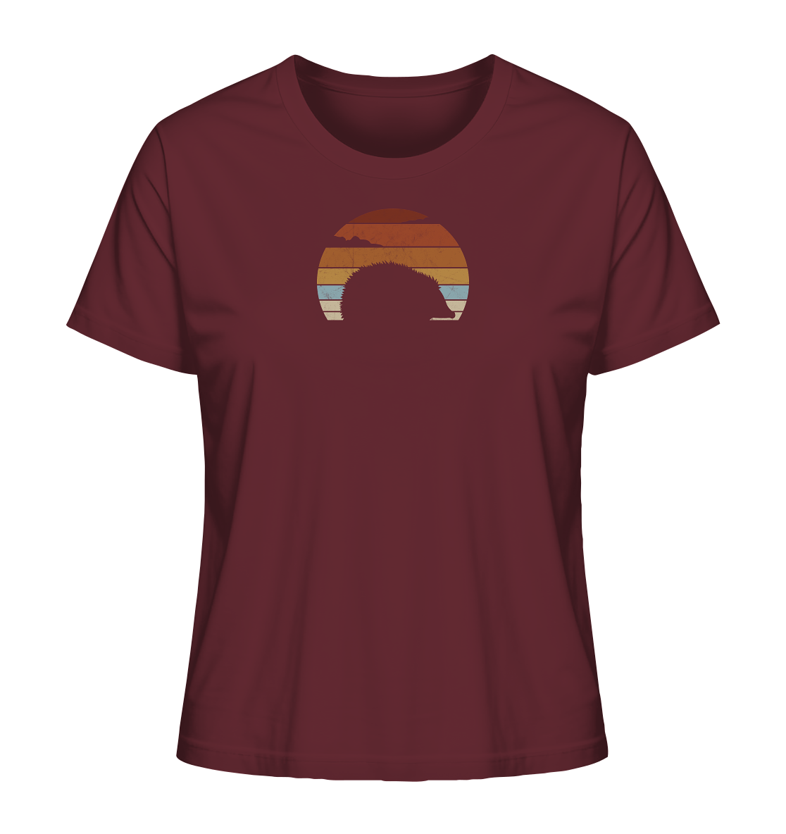 Retro Igel Silhouette im Sonnenuntergang - Ladies Organic Shirt