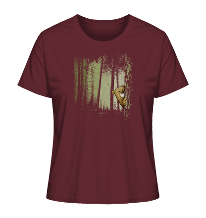 Comic Bär versteckt im Zwielicht Wald - Ladies Organic Shirt