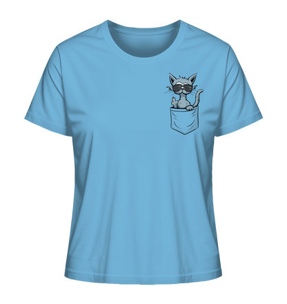 "Fuck Off" Mittelfinger Katze in der Tasche - Ladies Organic Shirt
