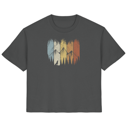 Retro Wald, Berge und Wolf  - Ladies Organic Shirt