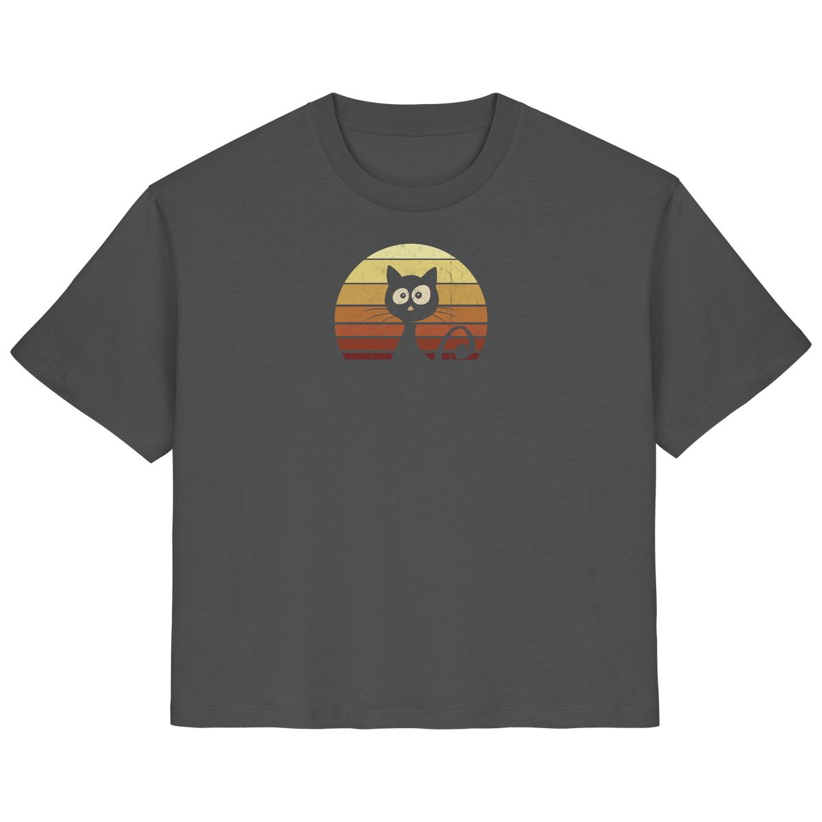 Katze vor Retro Sonnenuntergang - Ladies Organic Shirt