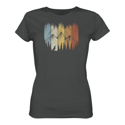 Retro Wald, Berge und Wolf  - Ladies Organic Shirt
