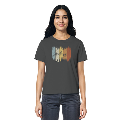 Retro Wald, Berge und Wolf  - Ladies Organic Shirt