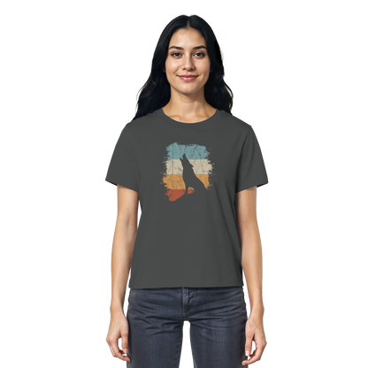 Retro Style lässig heulender Wolf  - Ladies Organic Shirt