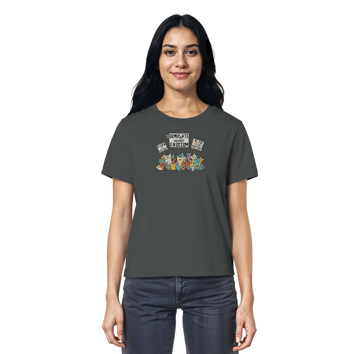 Demo-Katzen gegen Faschismus und für Vielfalt - Ladies Organic Shirt
