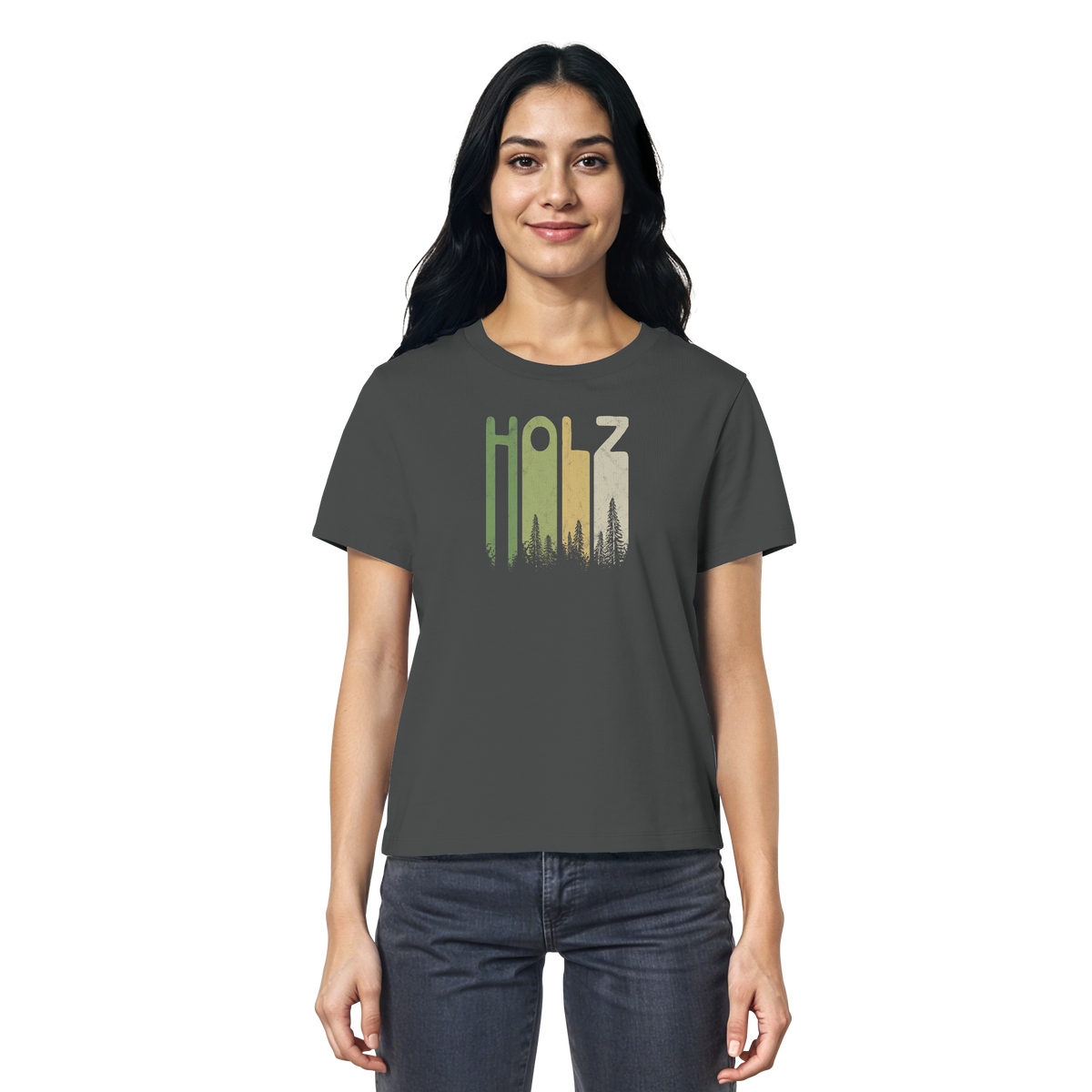 Holz Retro Wald Schriftzug - Ladies Organic Shirt