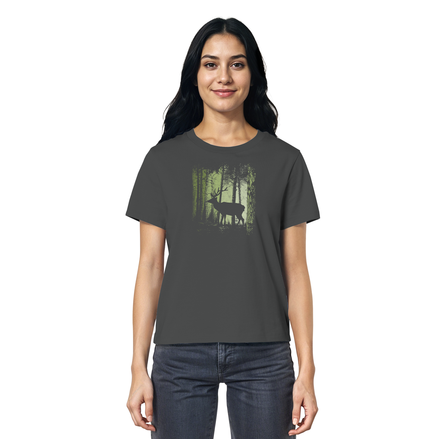 Hirsch im Zwielicht Wald - Ladies Organic Shirt