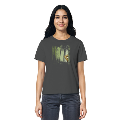 Comic Bär versteckt im Zwielicht Wald - Ladies Organic Shirt