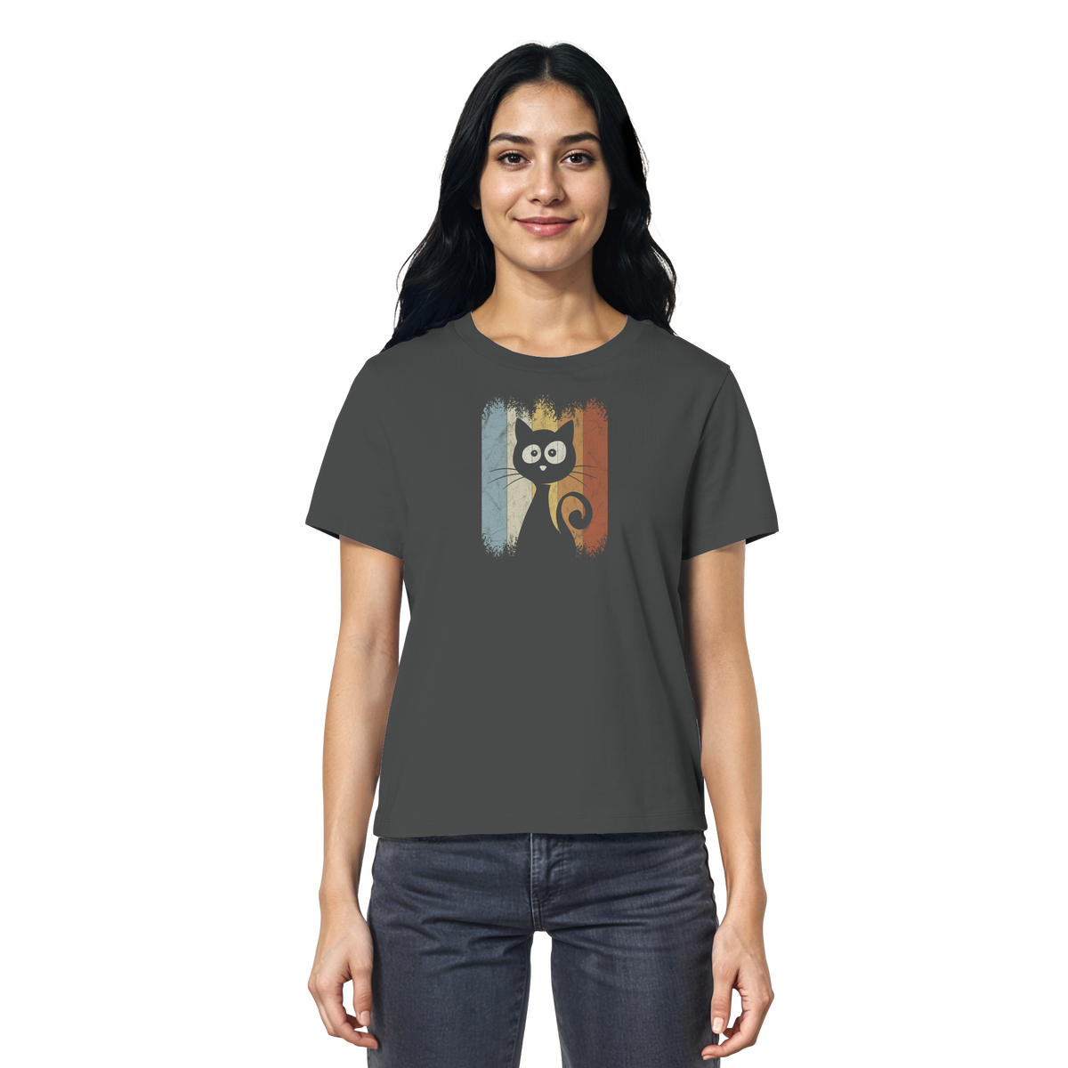 Retro Katze Silhouette - Ladies Organic Shirt