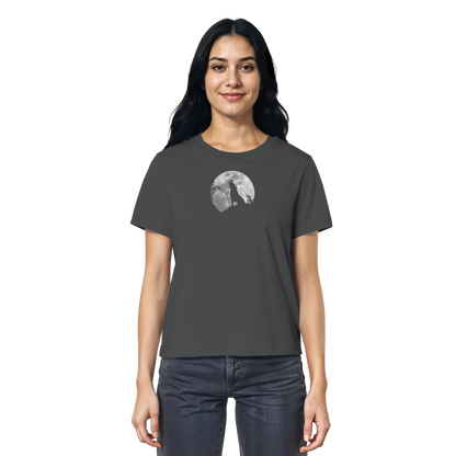 Heulender Wolf Silhouette vor Vollmond - Ladies Organic Shirt