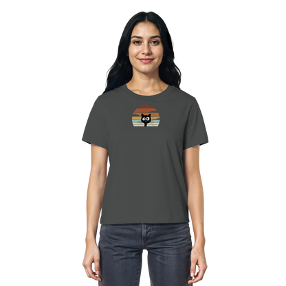 Retro schwarze Katze vor Sonnenuntergang - Ladies Organic Shirt