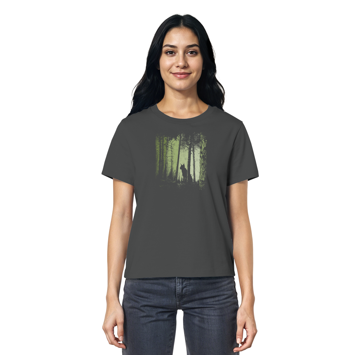 Luchs Wildkatze im Zwielicht Wald - Ladies Organic Shirt