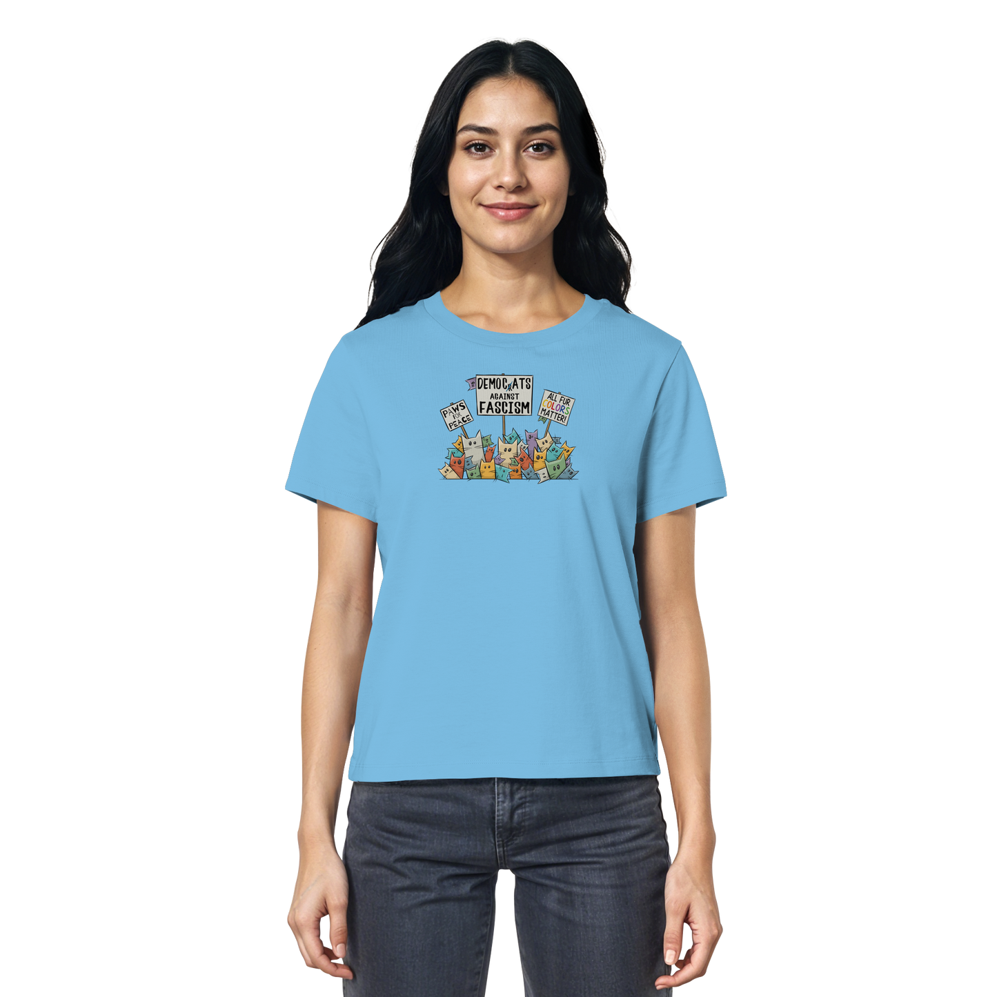 Demo-Katzen gegen Faschismus und für Vielfalt - Ladies Organic Shirt