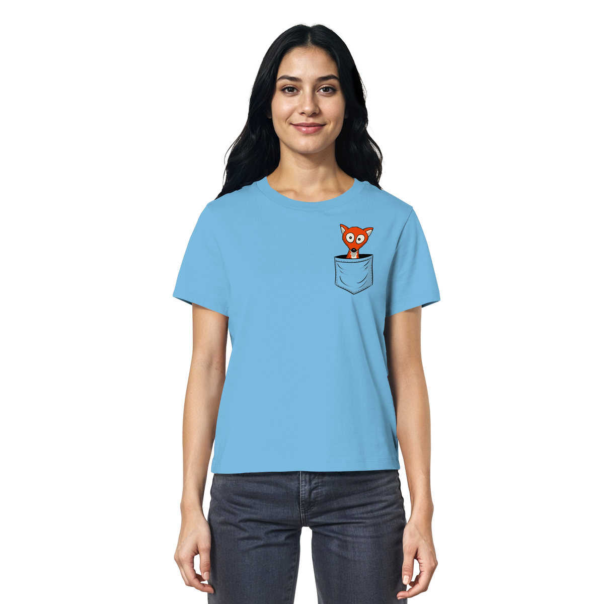 Fuchs in der Brusttasche | Taschen-Fuchs - Ladies Organic Shirt