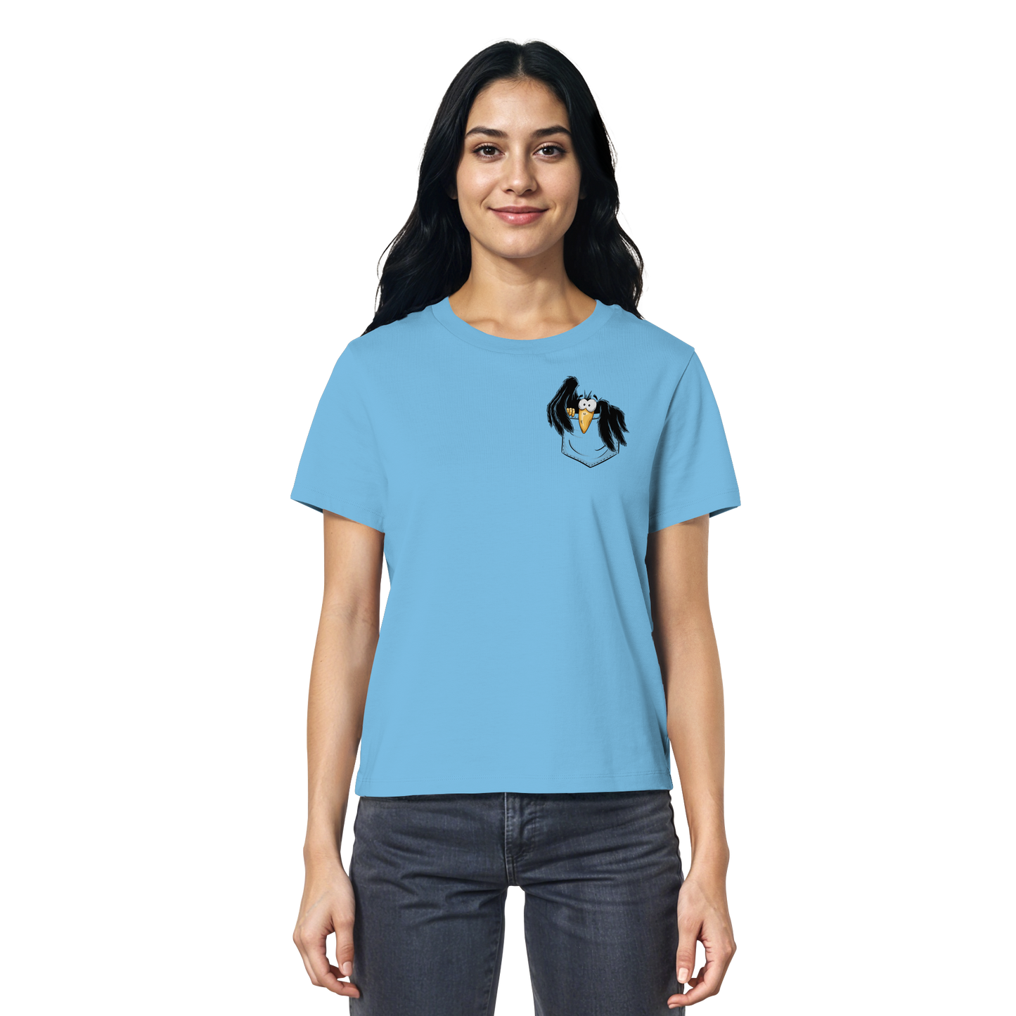 Kleiner Rabe | schwarze Krähe In Tasche - Ladies Organic Shirt