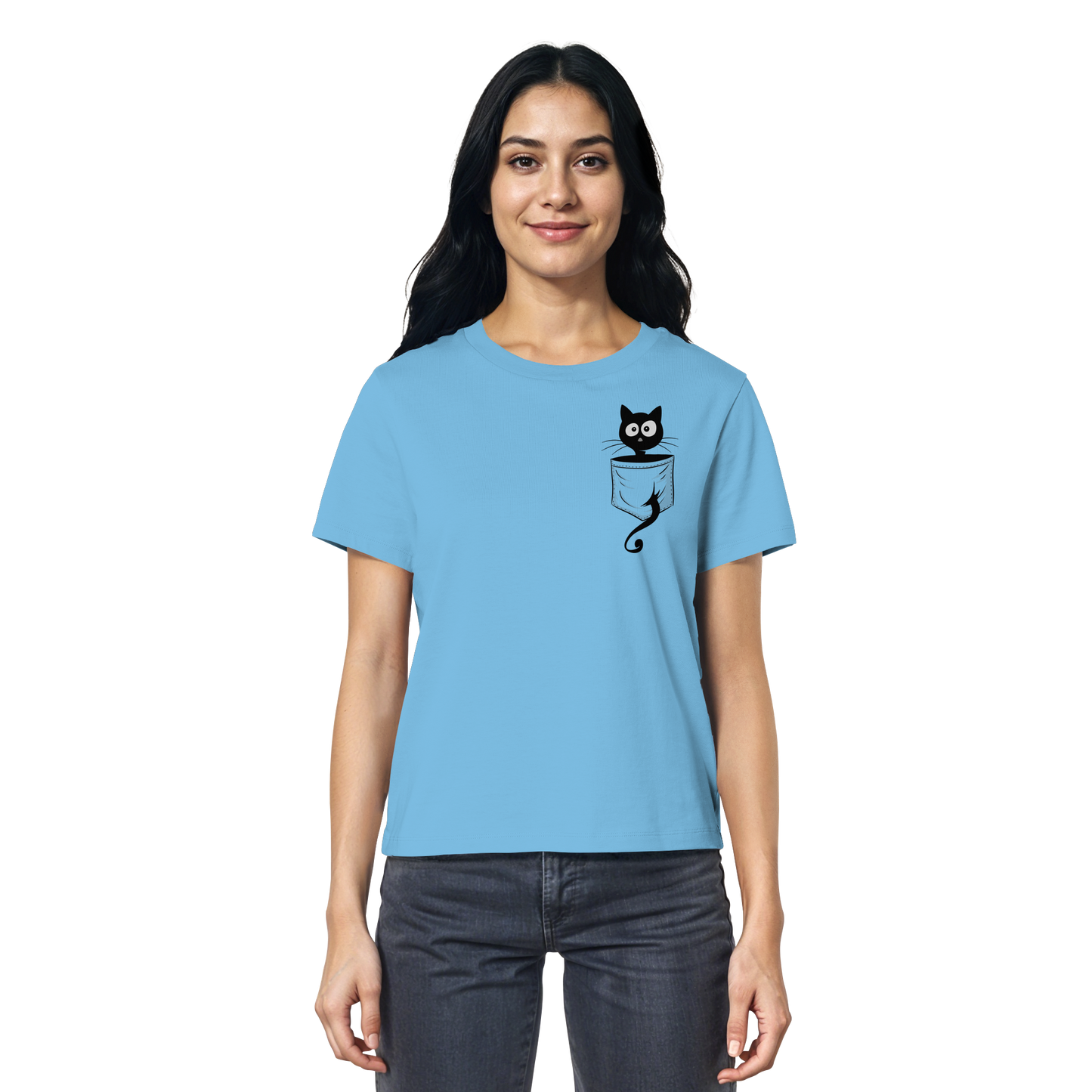 Schwarze Katze in der Tasche - Ladies Organic Shirt