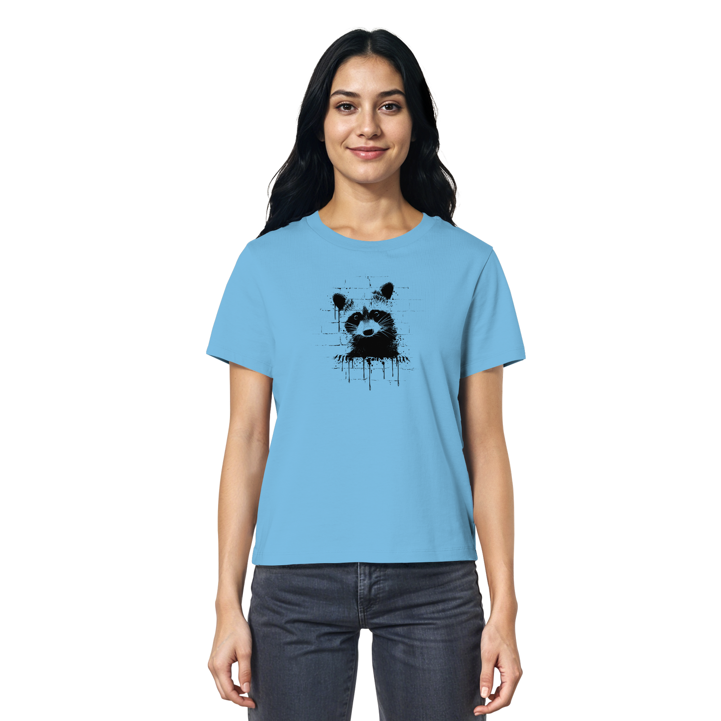 Funky Street Art Waschbär - Ladies Organic Shirt
