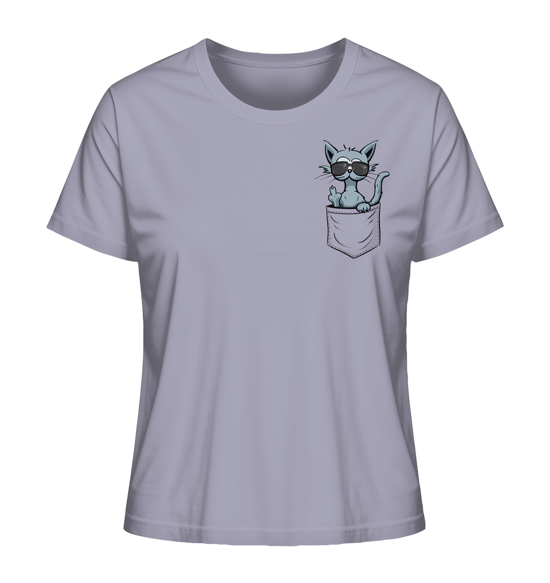 "Fuck Off" Mittelfinger Katze in der Tasche - Ladies Organic Shirt
