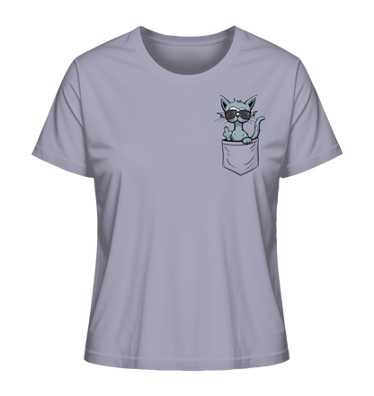 "Fuck Off" Mittelfinger Katze in der Tasche - Ladies Organic Shirt
