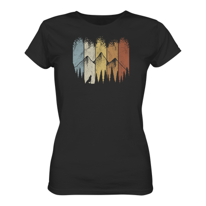 Retro Wald, Berge und Wolf  - Ladies Organic Shirt