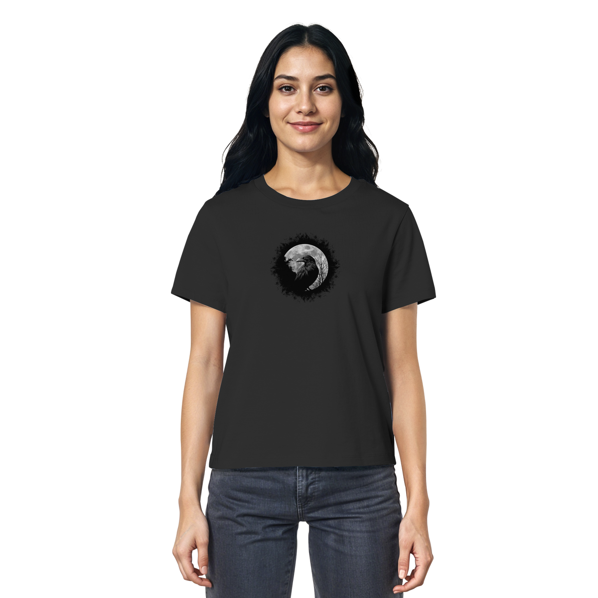 Schwarzer Rabe bei Vollmond  - Ladies Organic Shirt